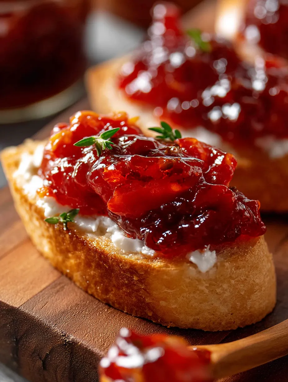 Two slices of bread topped with jam.