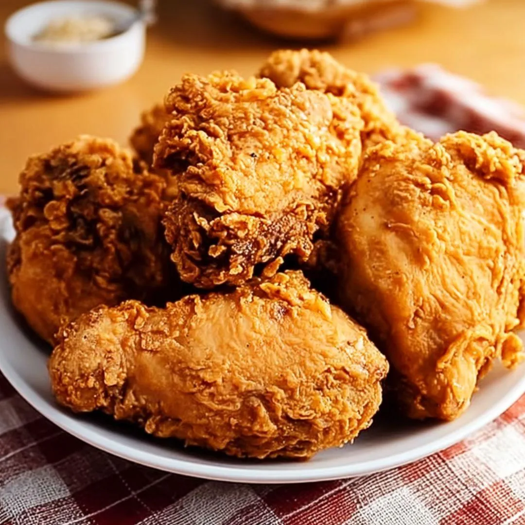 A plate of fried chicken.