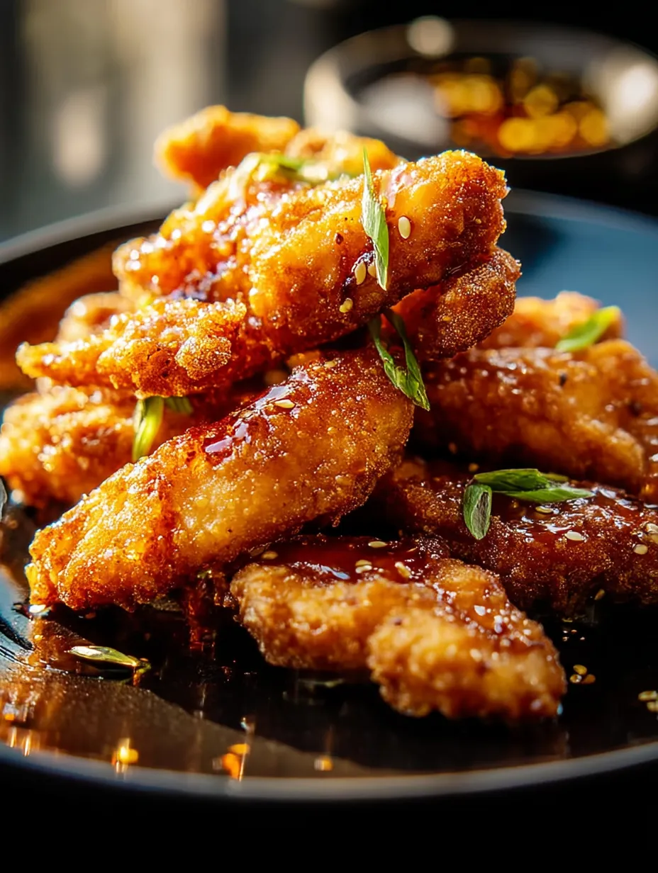 A plate of fried chicken with sauce.
