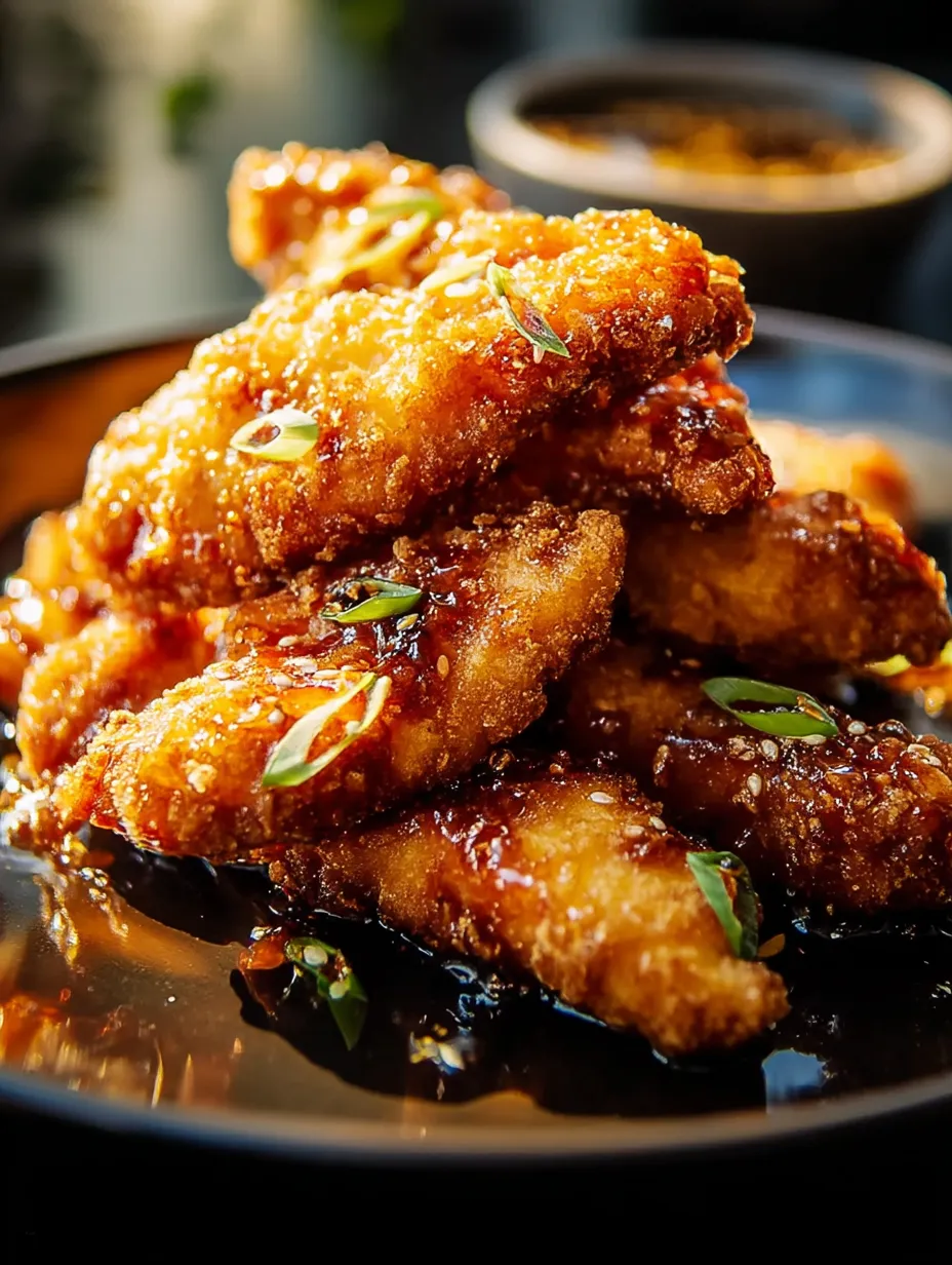 A plate of fried chicken with sauce.
