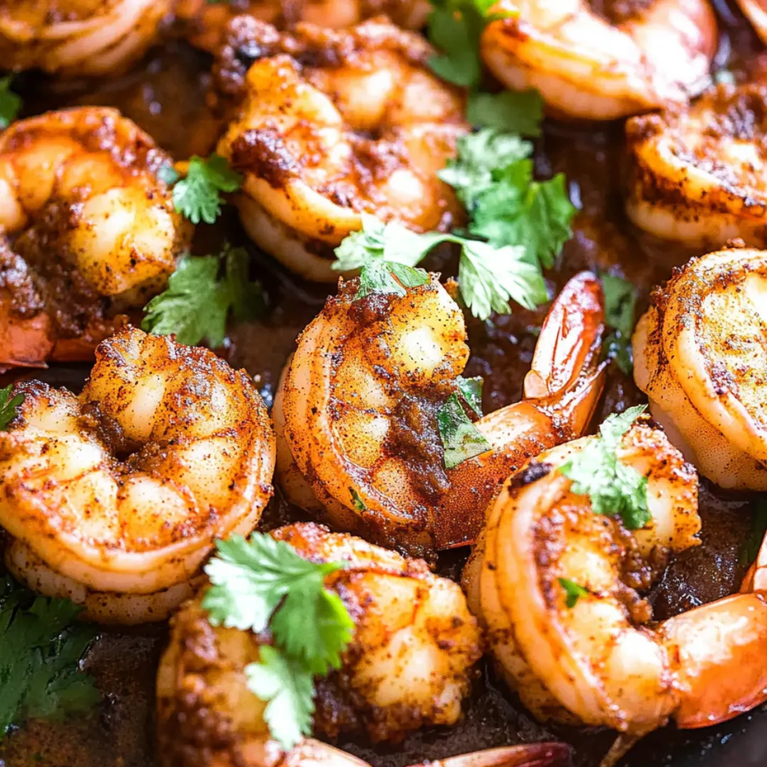 A plate of shrimp with sauce.