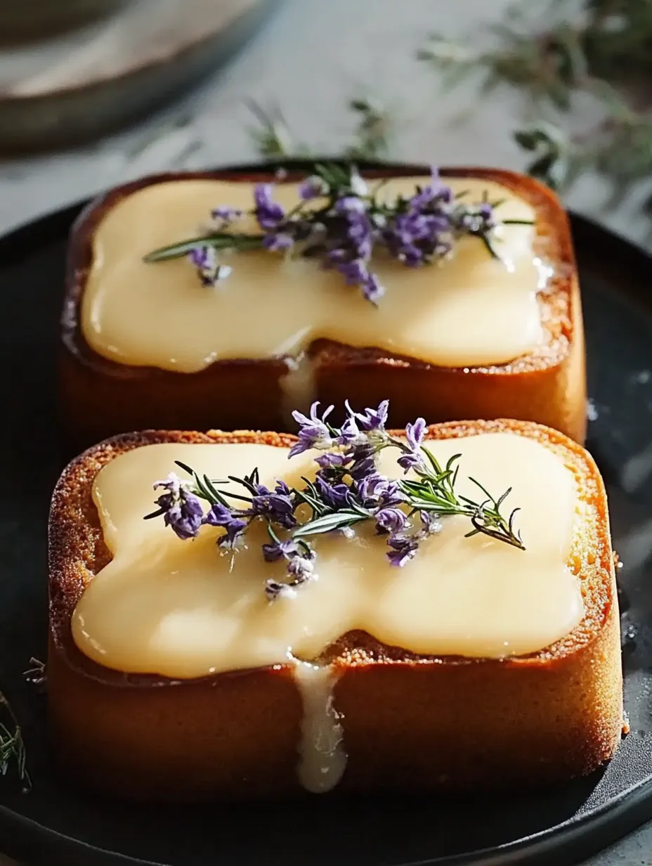 Two pieces of bread with butter and lavender on top.