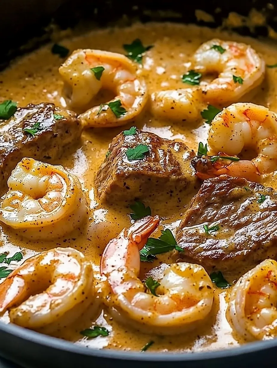 A bowl of shrimp and meat.