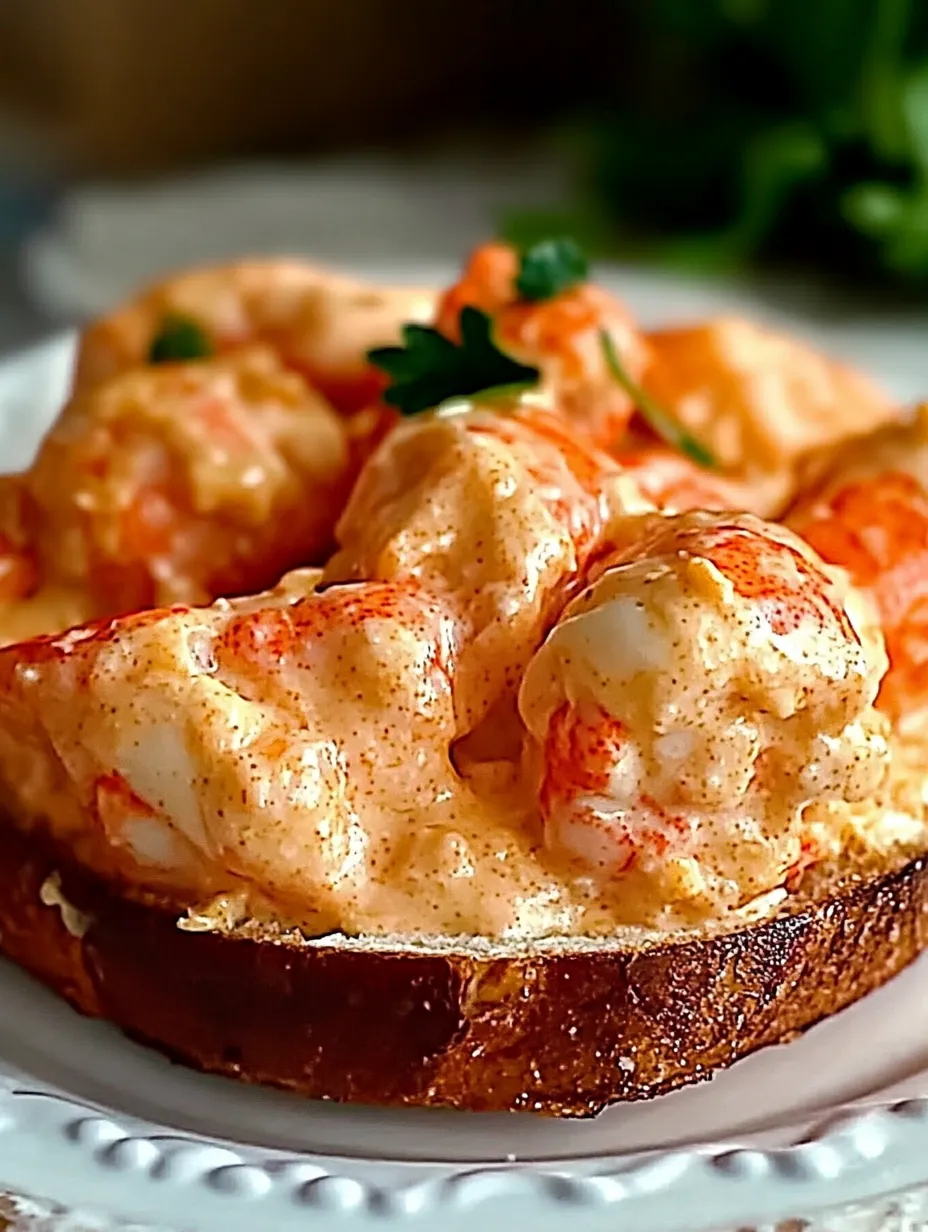 A plate of food with a piece of bread and shrimp.