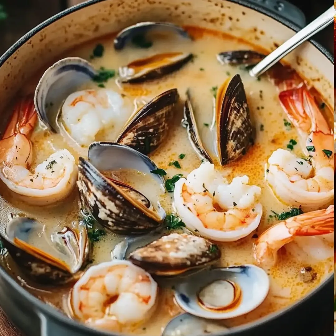 A bowl of shrimp and clams.