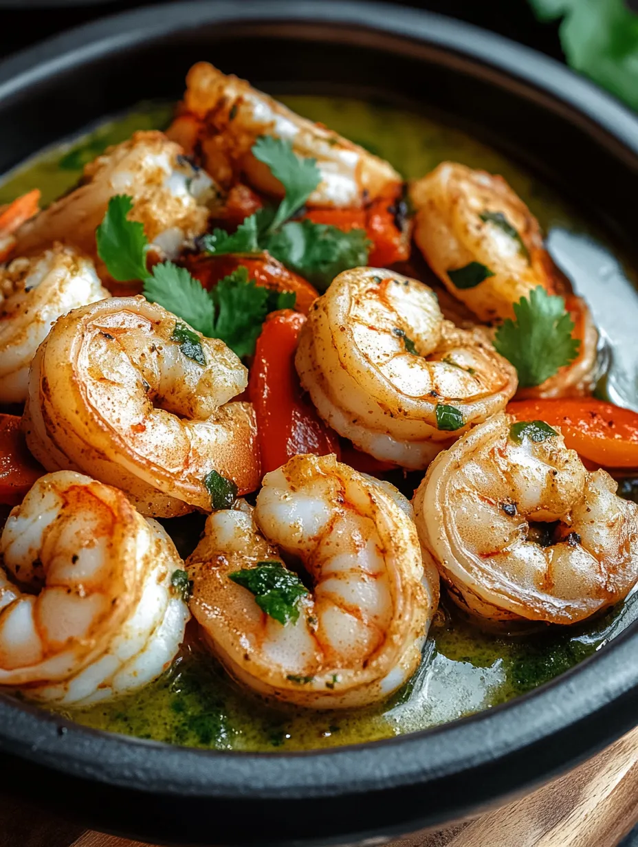 A bowl of shrimp and vegetables.