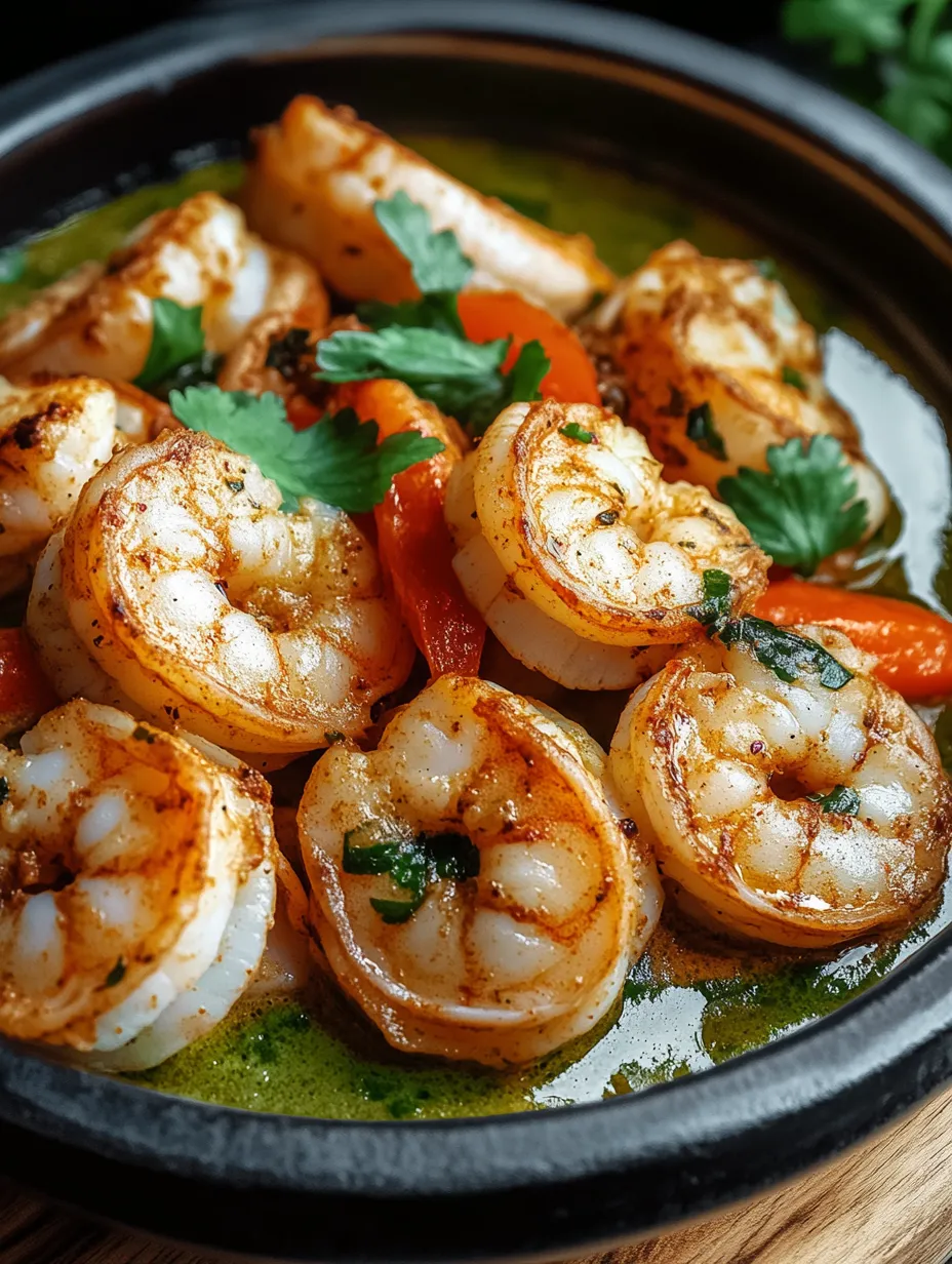 A bowl of shrimp and vegetables.