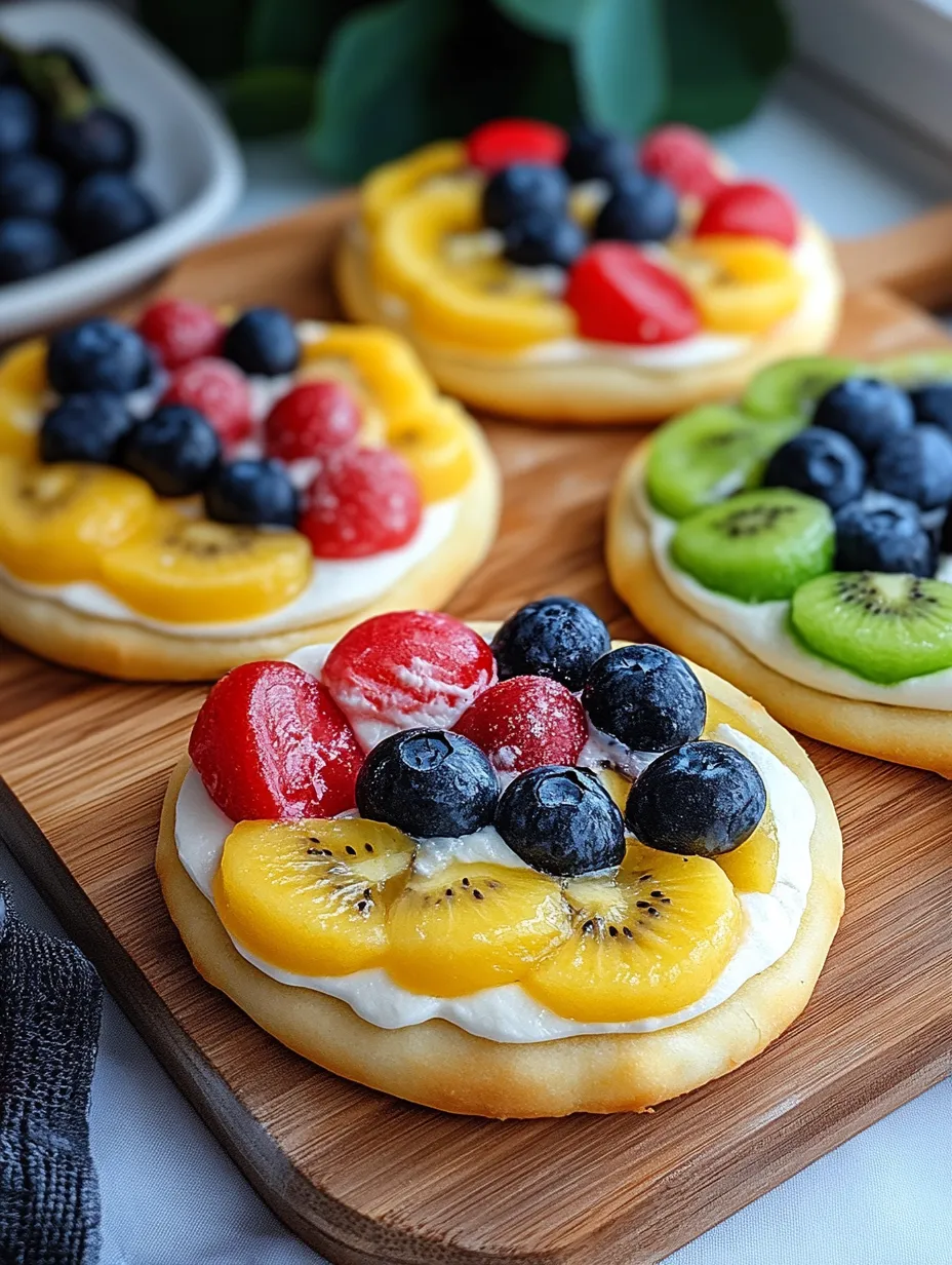 A plate of cookies with fruit toppings.