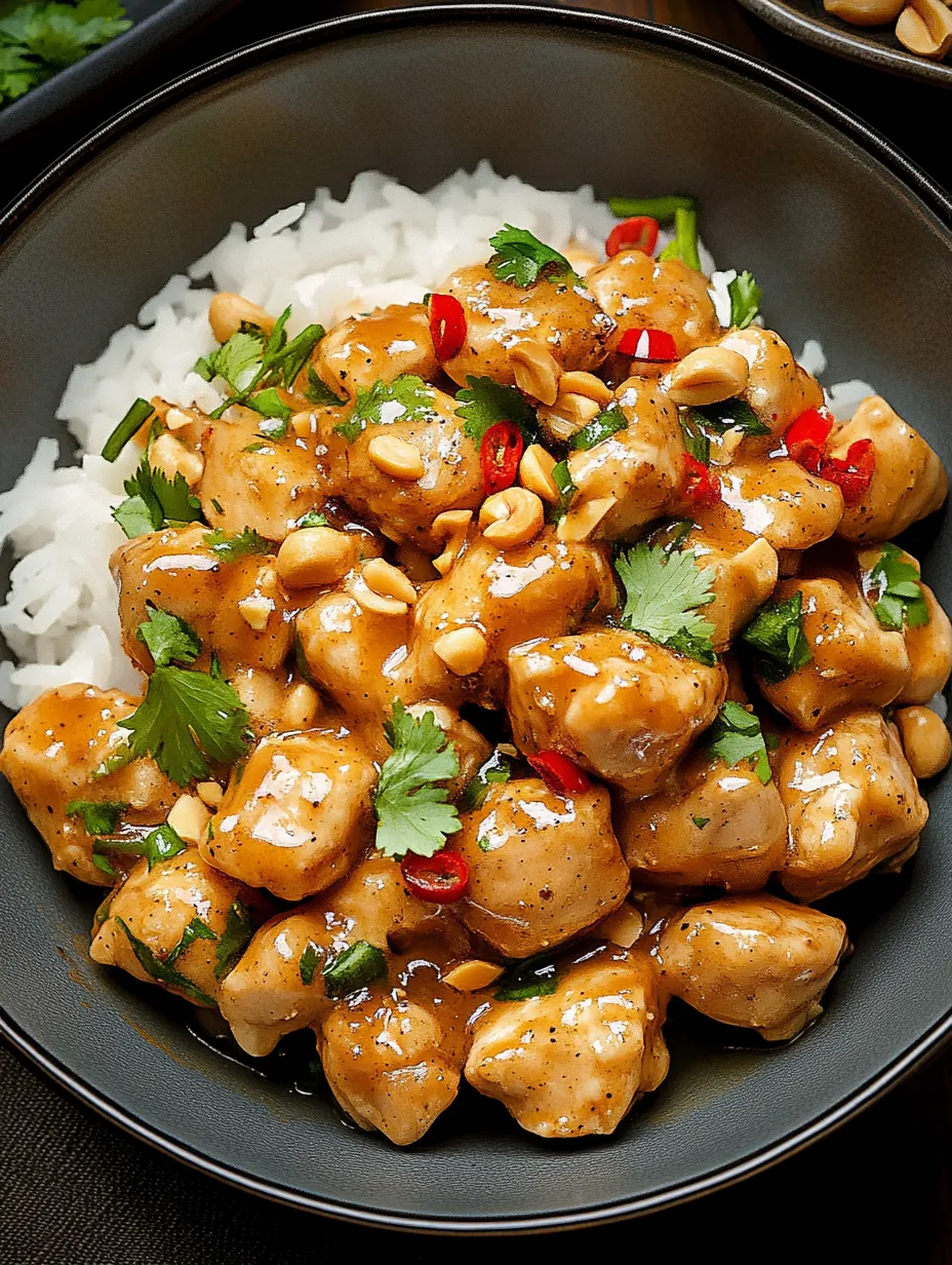 A bowl of chicken with rice and peppers.
