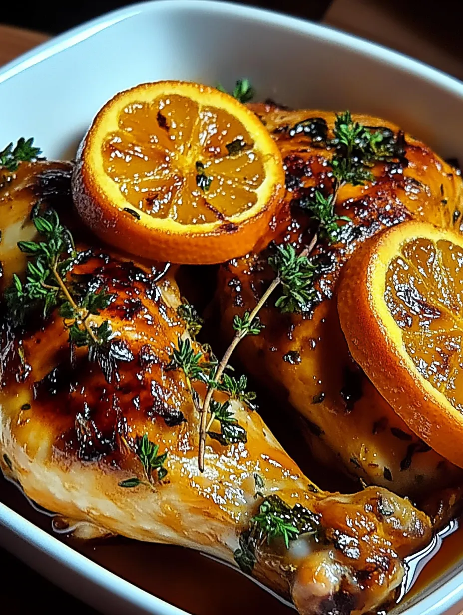 Chicken with oranges and herbs.