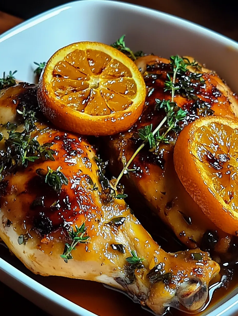 Chicken with oranges and herbs.