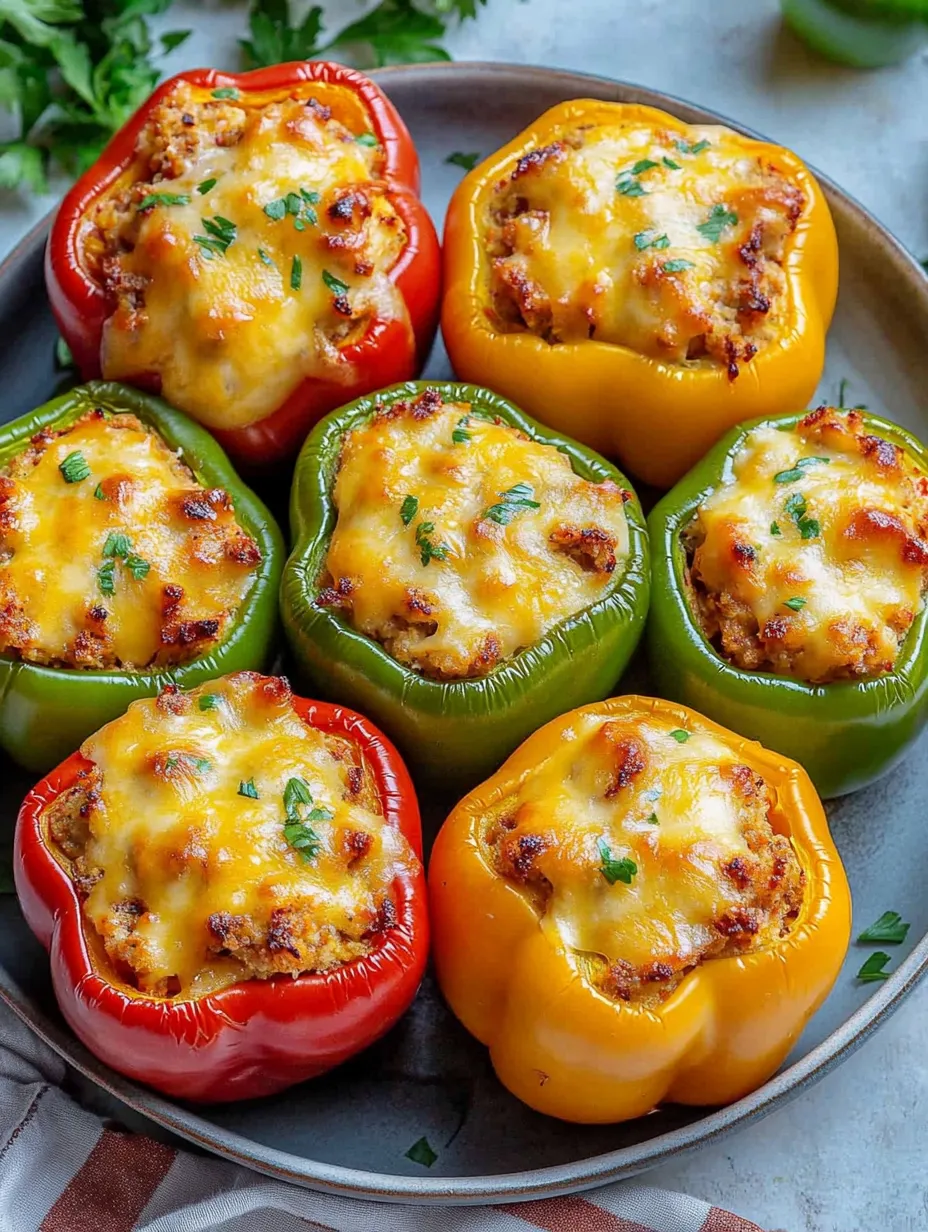 A plate of peppers with cheese on top.