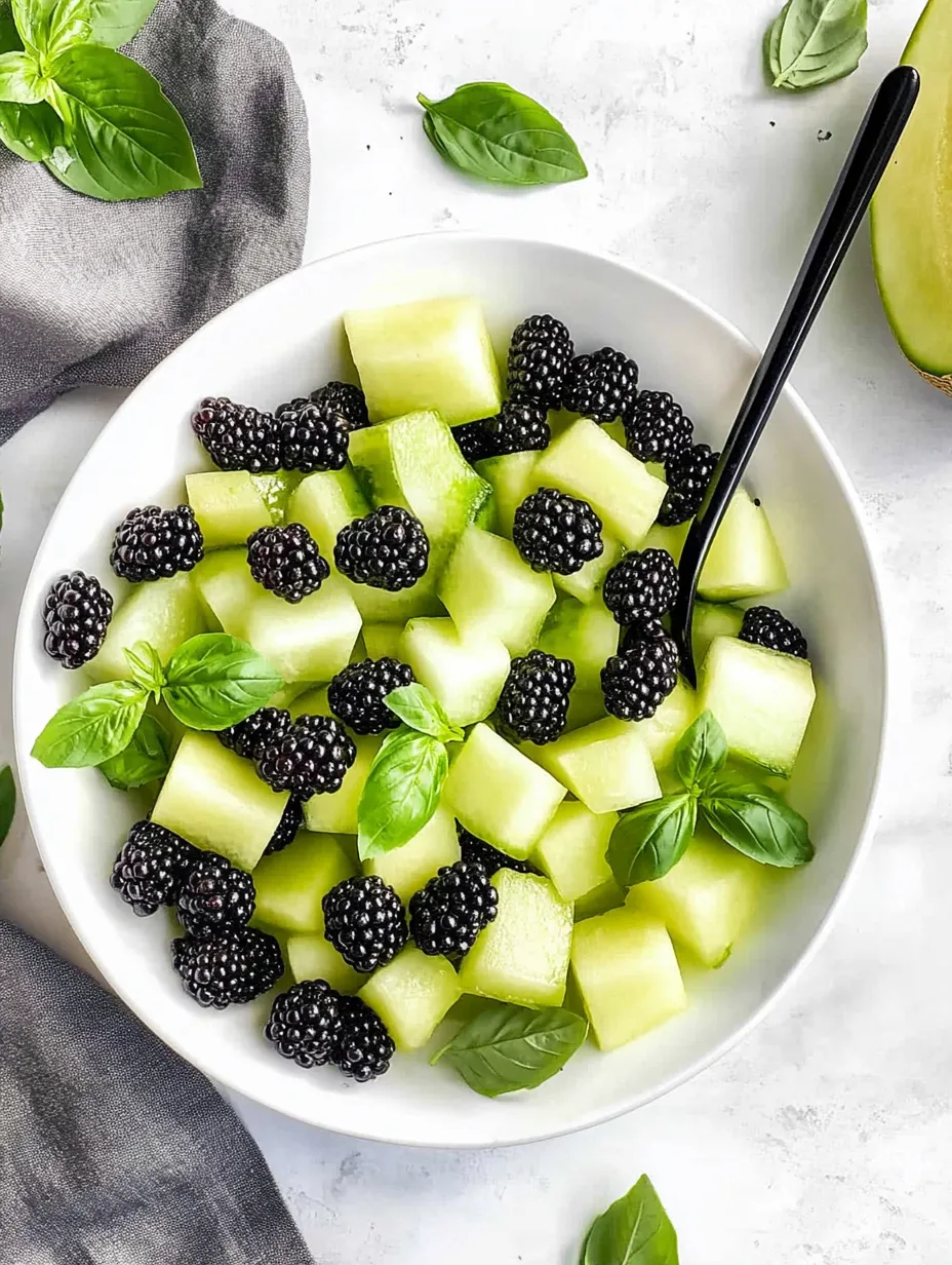 A bowl of fruit with blackberries, apples, and mint.