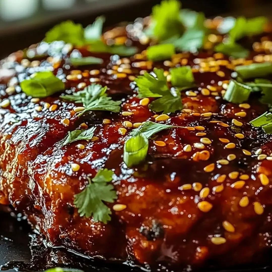 A piece of meat with a green garnish.