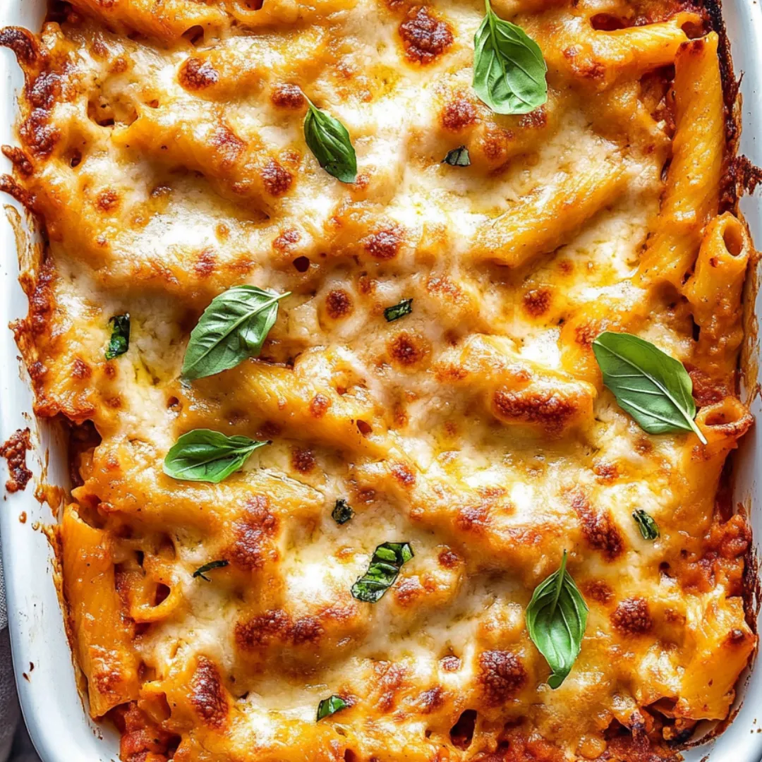 A dish of pasta with green leaves on top.