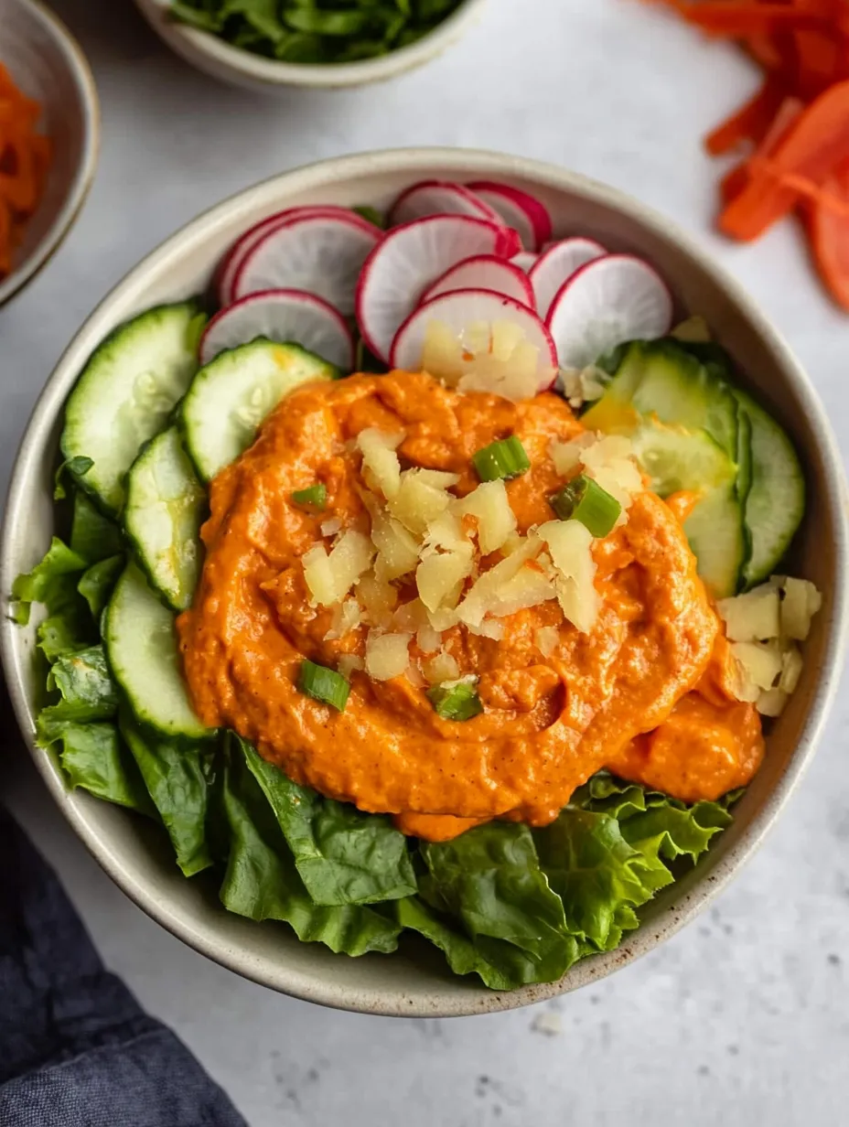 A bowl of salad with cucumbers and red sauce.