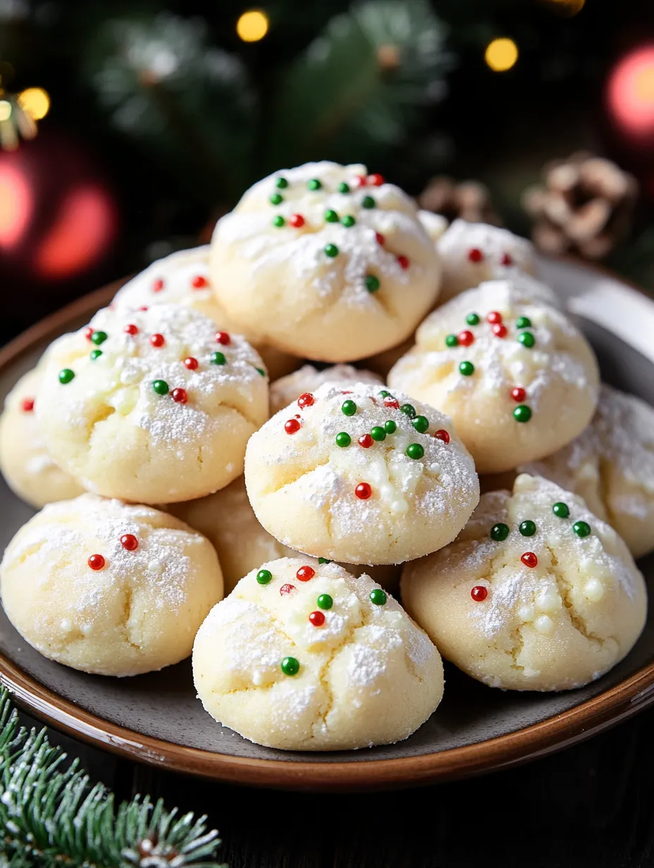 A plate of cookies with green and red sprinkles.