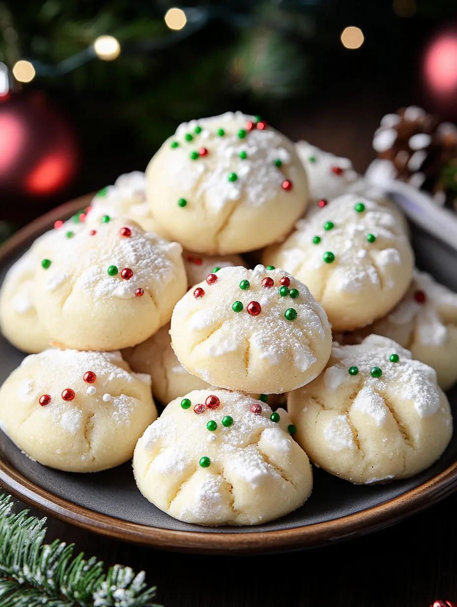 A plate of cookies with green and red sprinkles.