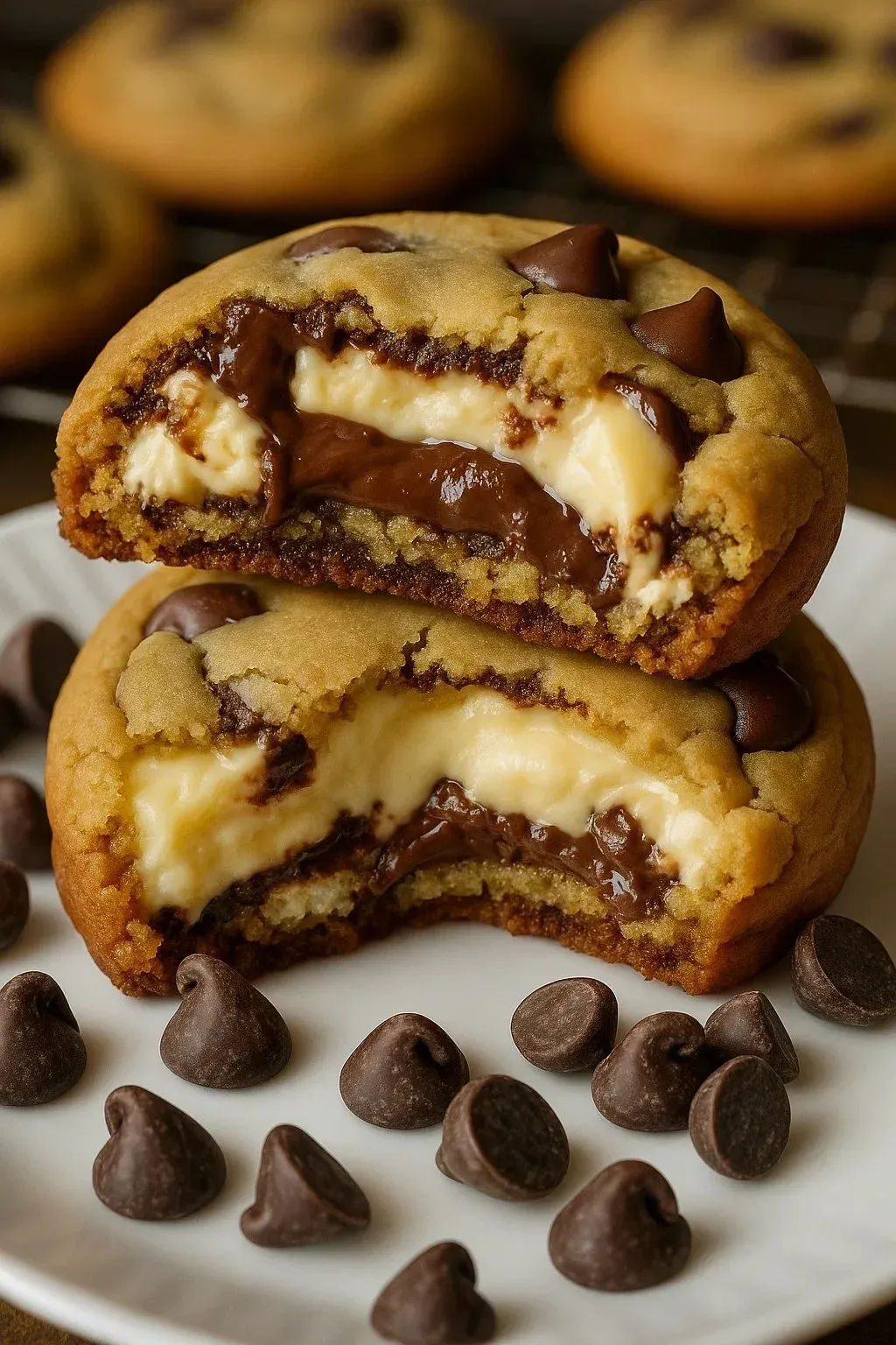 Cream Cheese Stuffed Chocolate Chip Cookies