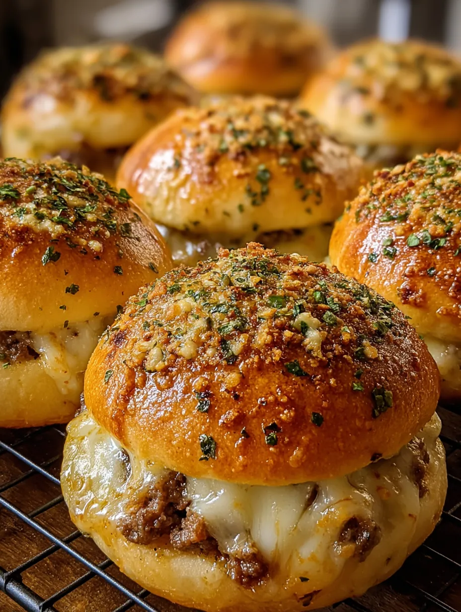 A tray of miniature pizzas with cheese and herbs.