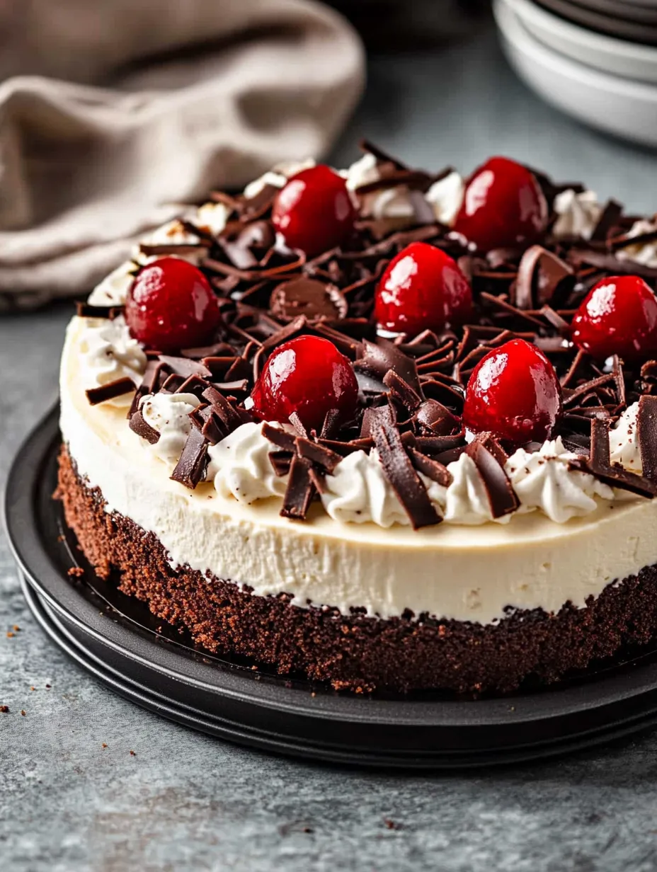 A slice of cake with chocolate and strawberry toppings.