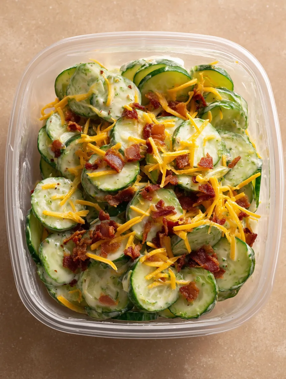 Quick Cucumber Cheddar and Bacon Snack Bowl
