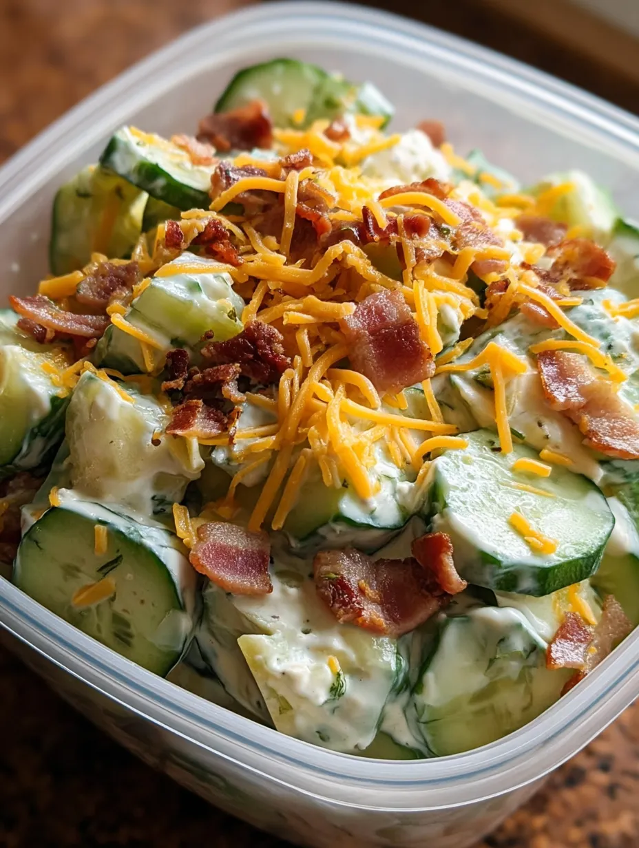 Fresh Cucumber Cheddar and Bacon Snack Bowl