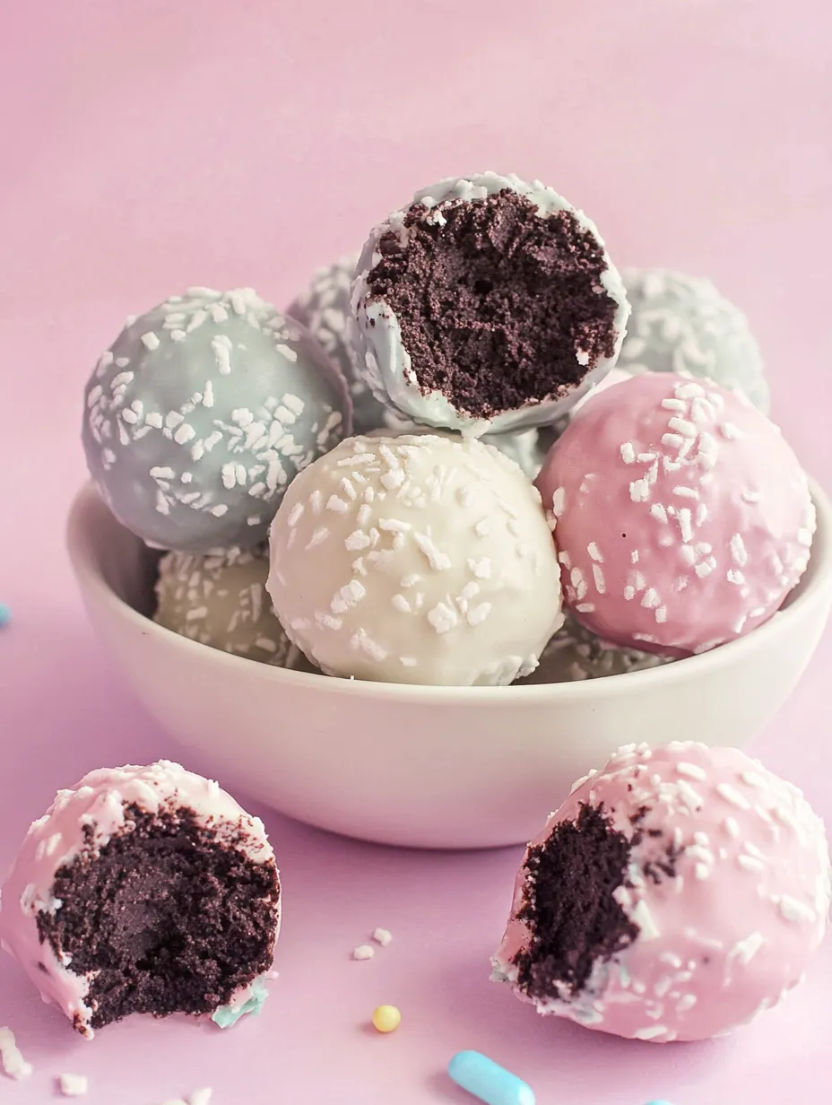 A bowl of colorful cake balls.