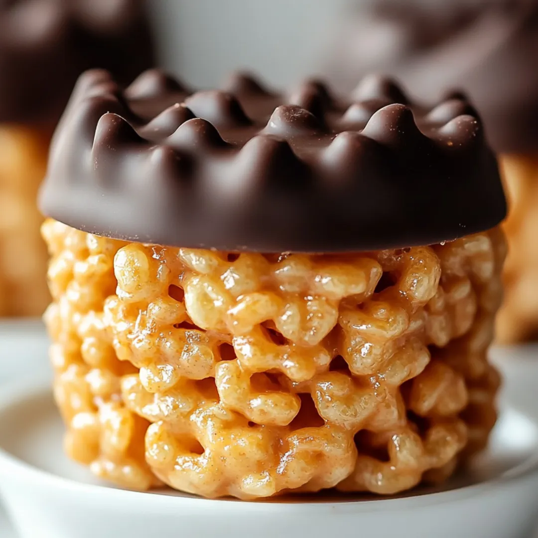 A white bowl with a chocolate covered cereal treat.