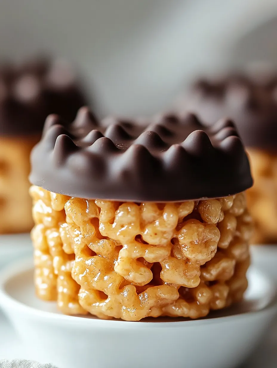A chocolate covered cereal treat.