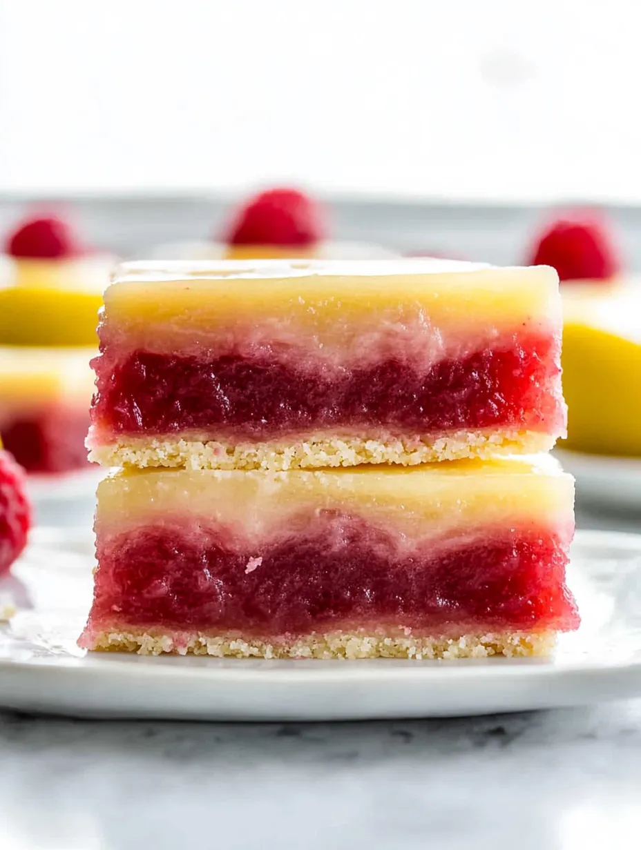 A slice of cake with raspberries on top.