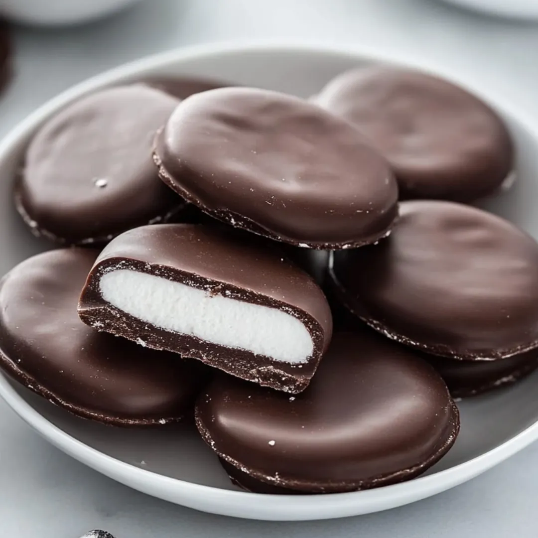 A bowl of chocolate and white cookies.