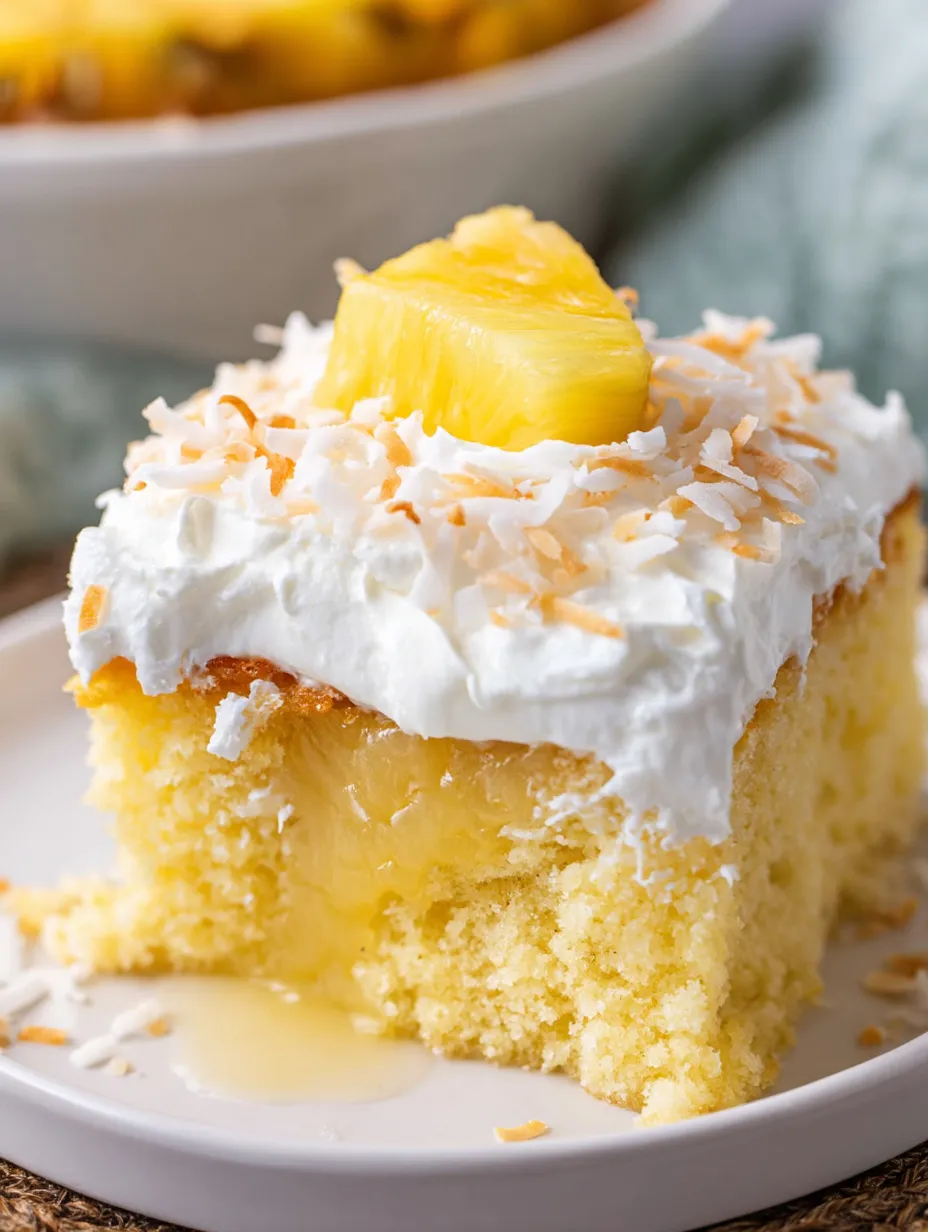 A slice of cake with white frosting and a pineapple slice on top.