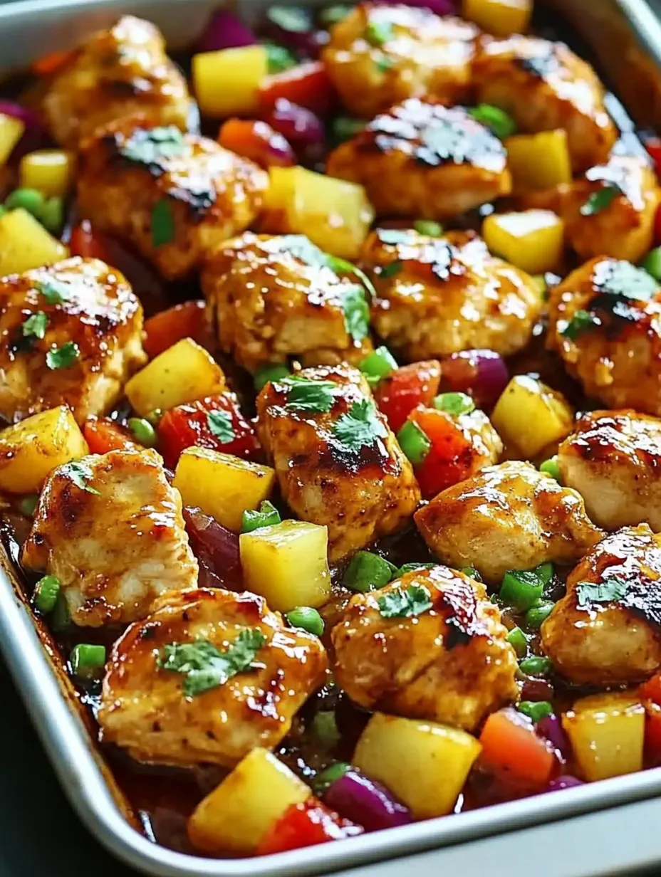 A pan of chicken and vegetables.