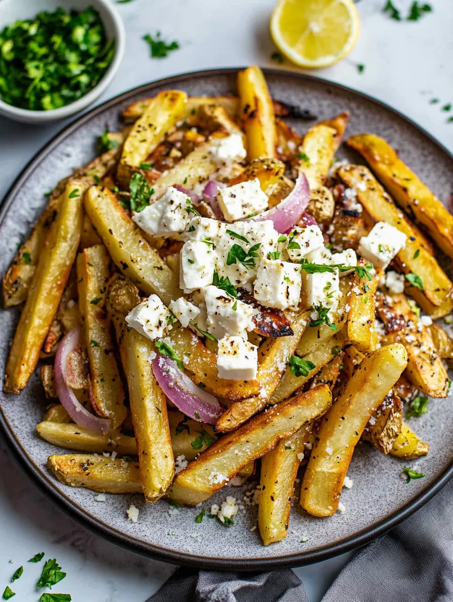 A plate of fries with cheese and onions.