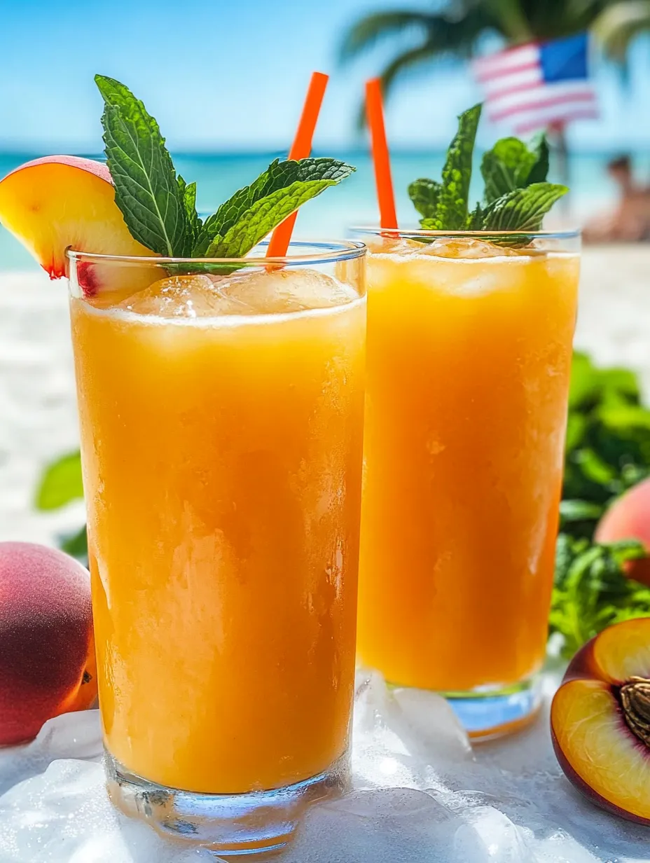 Two glasses of orange juice with straws.