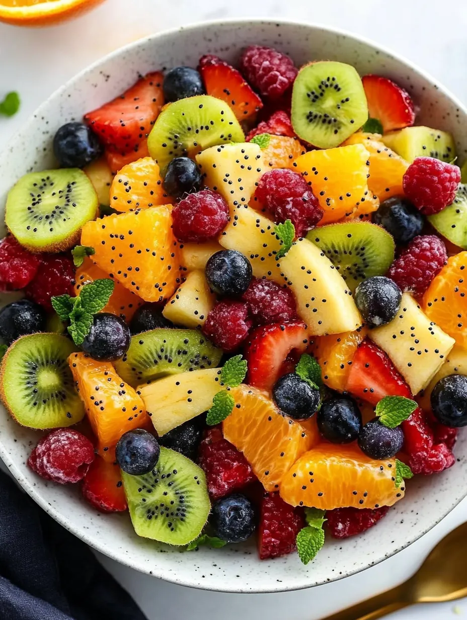 A big bowl loaded with kiwi, orange, berries, and strawberries.