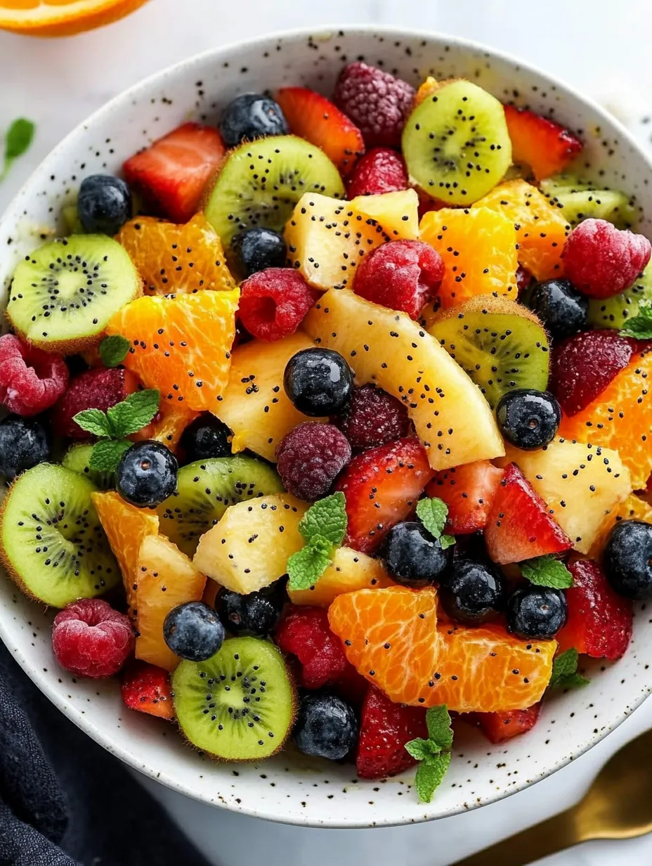 A big bowl loaded with kiwi, orange, berries, and strawberries.