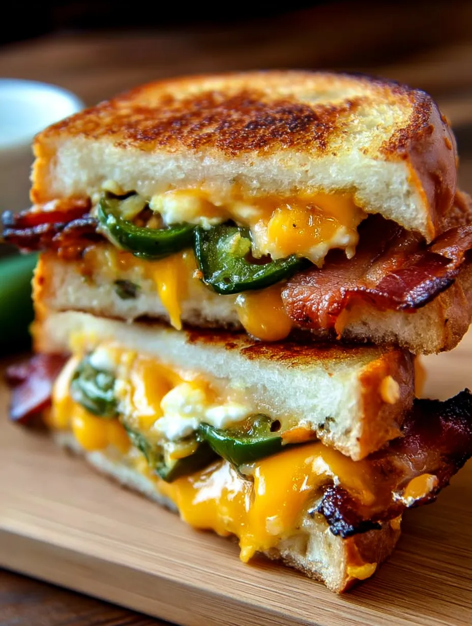 A sandwich with bacon and jalapenos.
