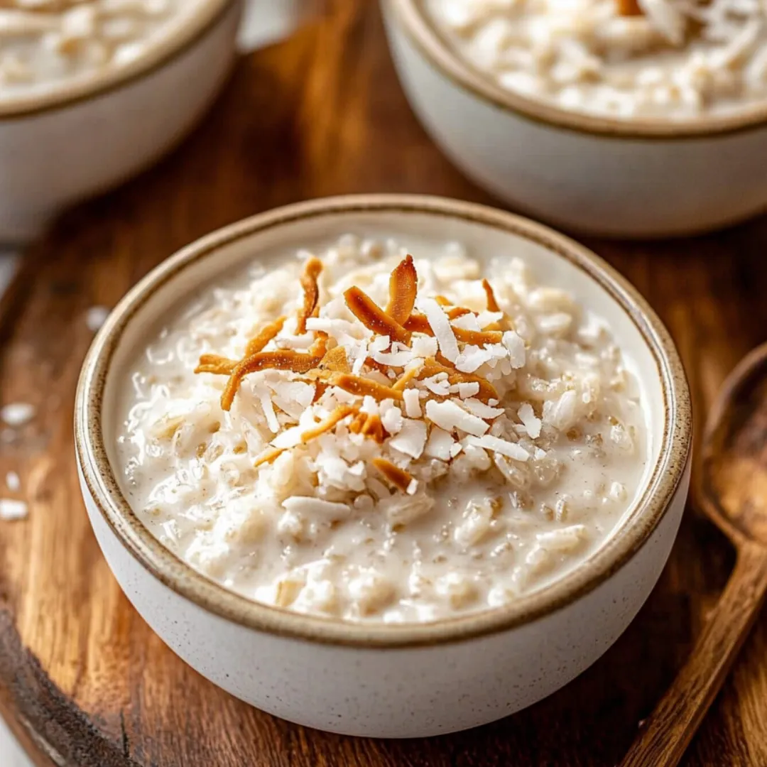 Oatmeal in a bowl with a coconut sprinkle.