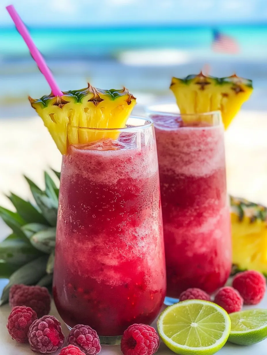 Red drinks in glasses with pink straws poking out.