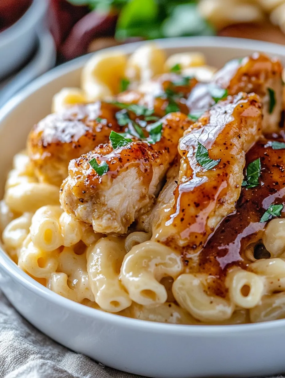 A bowl of food with chicken and pasta.