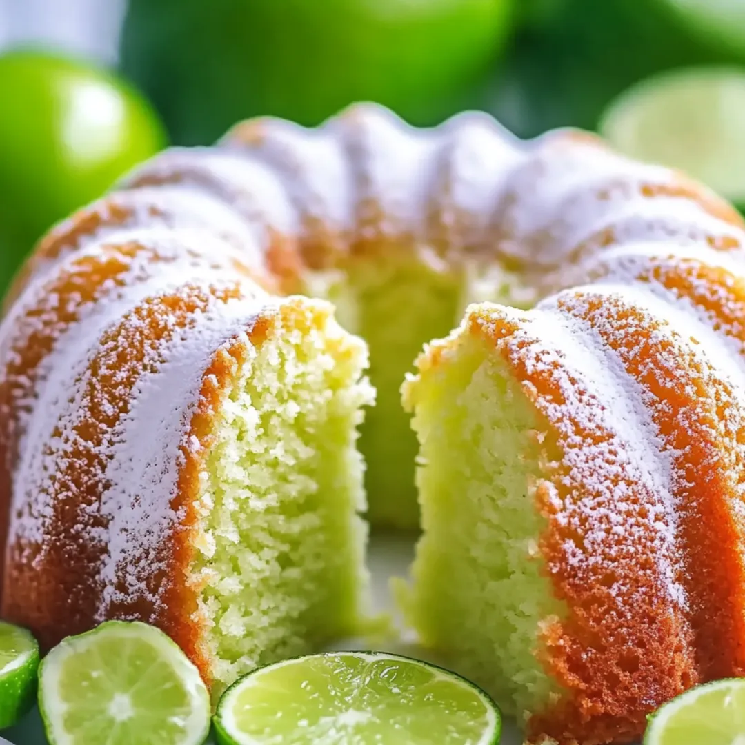 White-iced cake surrounded by limes.
