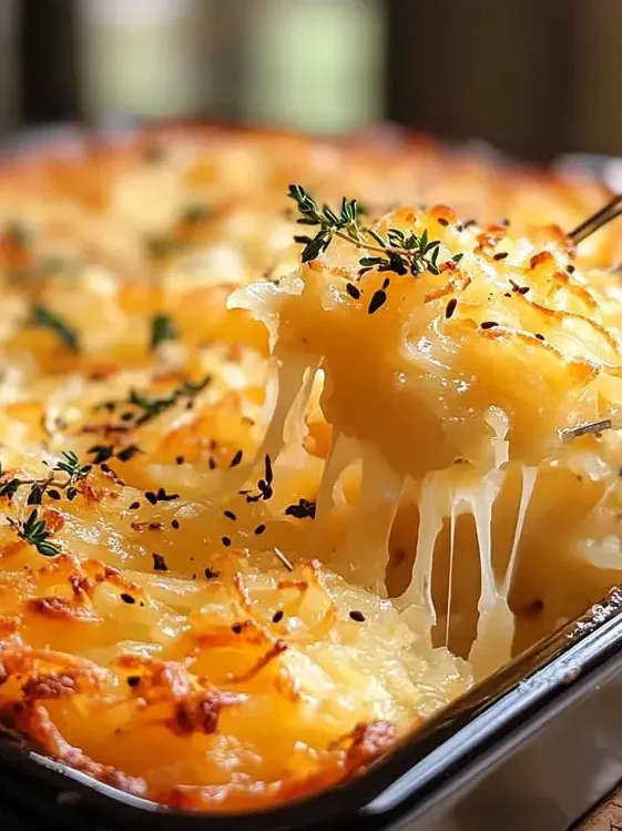 Cheesy Hashbrown Casserole Dish.