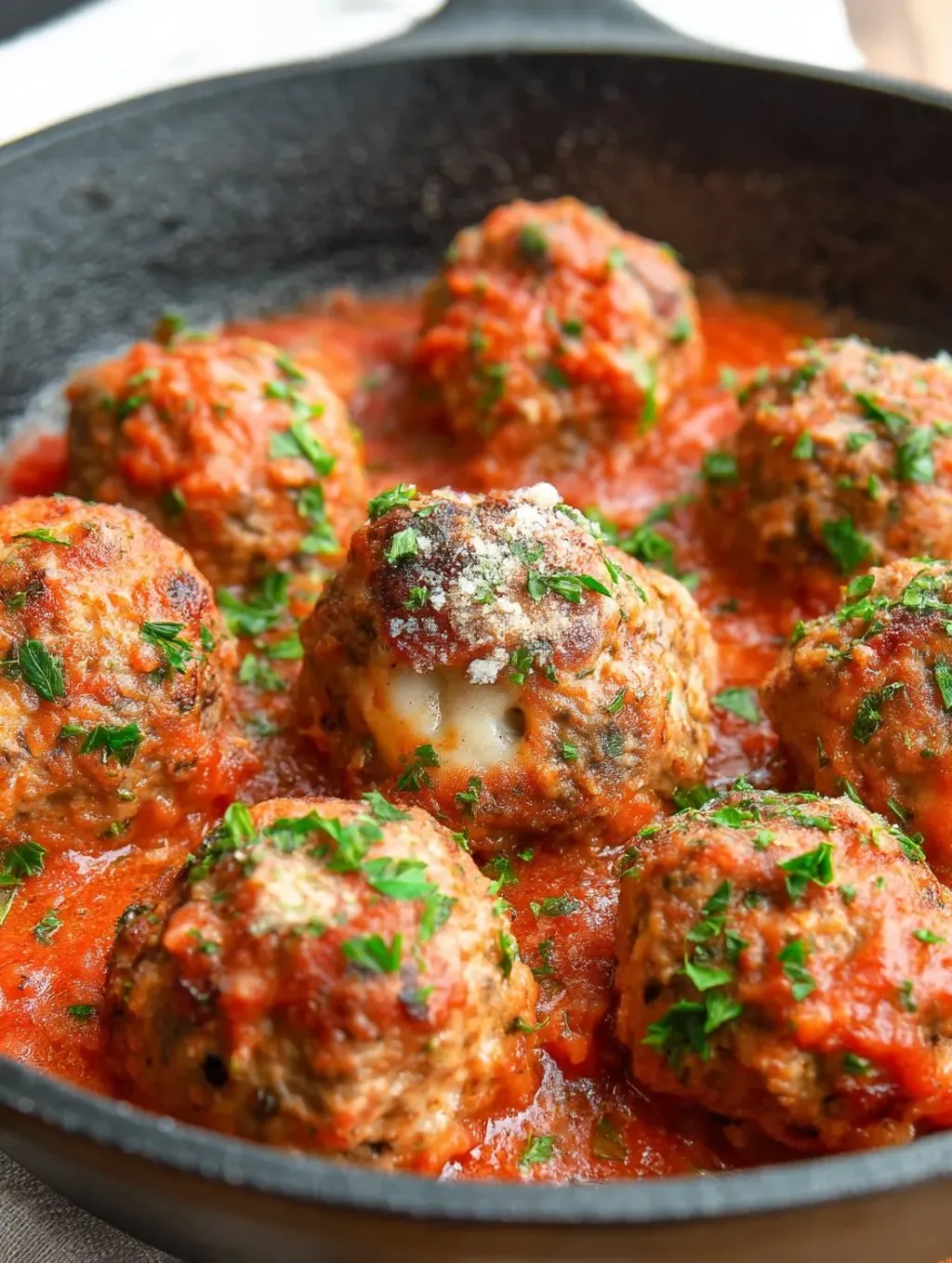 A yummy bowl of meatballs in a red sauce.