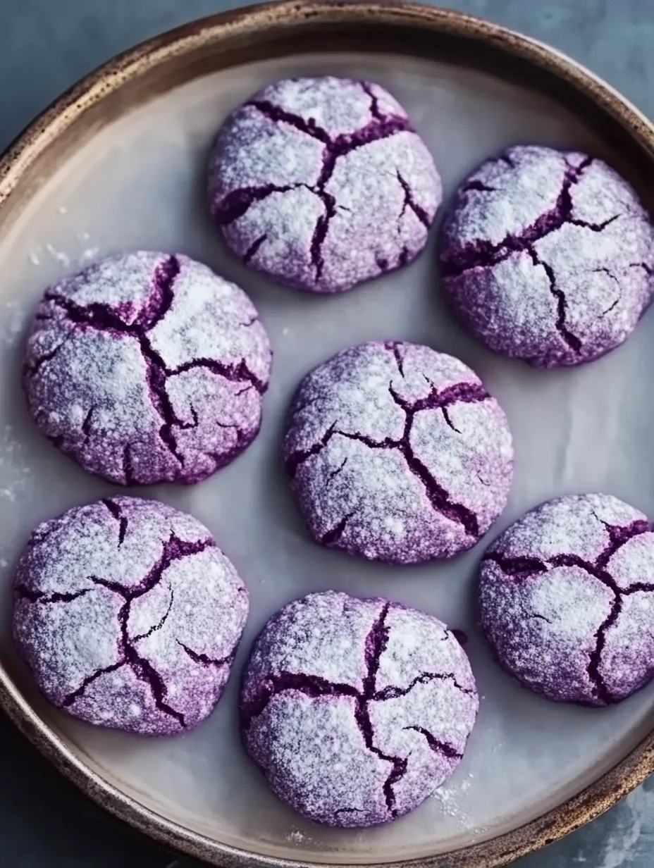 Purple cookies with white icing.