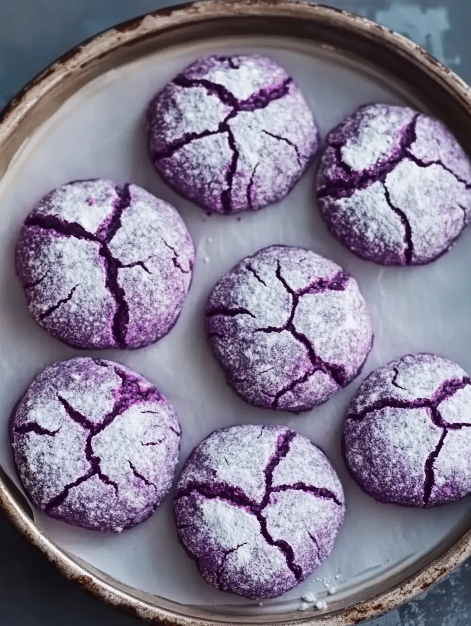 A plate of cookies with purple icing.
