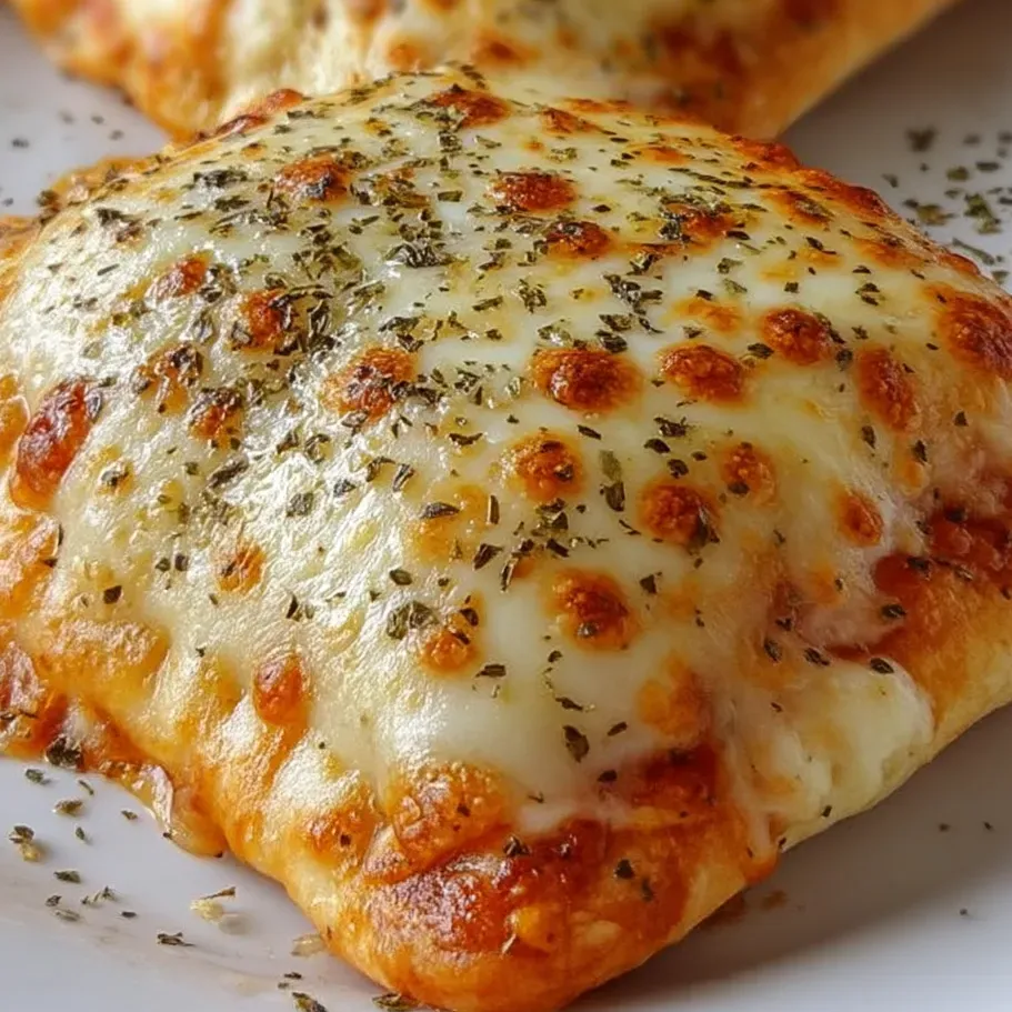 A pair of cheesy pizza slices served on a plate.