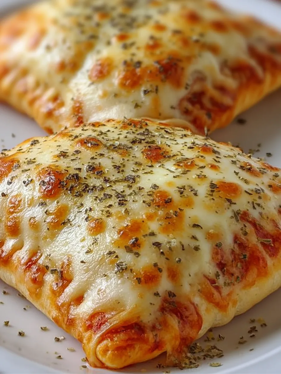 Two golden-cheesy pizza squares on a plate.