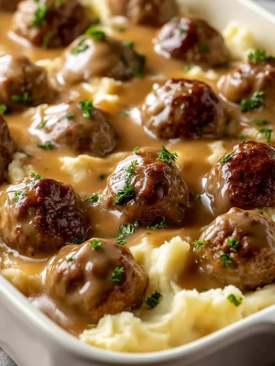 A plate of meatballs and potatoes.